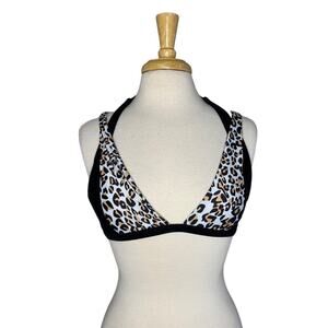 BEACHSISSI *NEW* Cross Design Leopard Print Bikini Top Medium BCJ007948